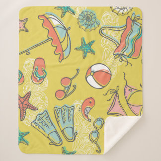 Couverture Sherpa Accessoires de plage : Motif sans couture en été.