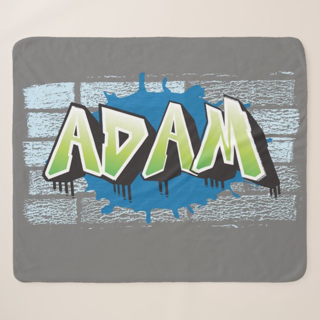 Couverture Sherpa Adam Votre Nom Graffiti Brick Wall Stylisé (Devant (Horizontal))