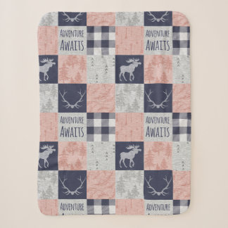 Couverture Sherpa Adventure Await Baby Girl Minky Blanket