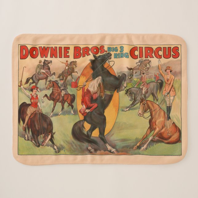 Couverture Sherpa Affiche De Cirque Montrant De Nombreux Chevaux Fai (Devant (Horizontal))