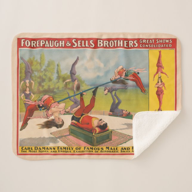 Couverture Sherpa Affiche de cirque montrant des actes acrobatiques, (Devant (Horizontal))