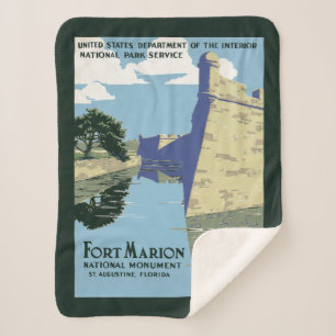 Couverture Sherpa Affiche Vintage voyage montrant Fort Marion
