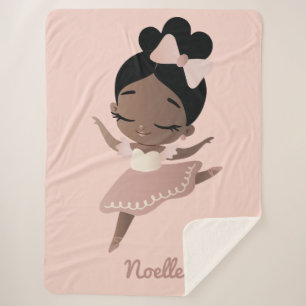 Couverture Sherpa Afro-Américaine Princesse Ballerina avec Bow, Rose