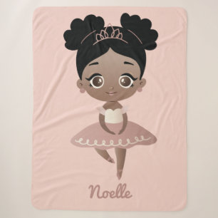 Couverture Sherpa Afro-Américaine Princesse Ballerina avec Couronne,