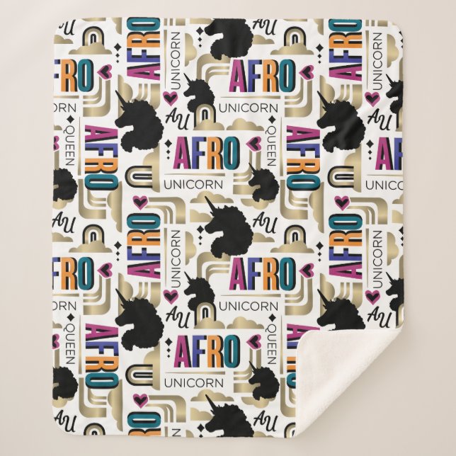 Couverture Sherpa Afro Unicorn Bold Motif (Devant)