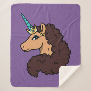 Couverture Sherpa Afro Unicorn Divin