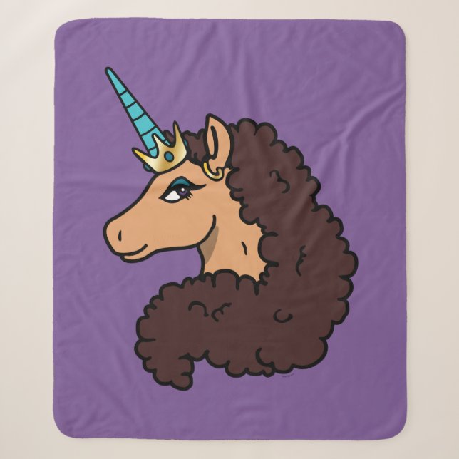 Couverture Sherpa Afro Unicorn | Divin (Devant)