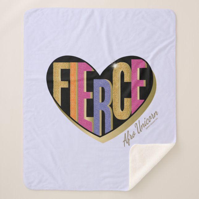 Couverture Sherpa Afro Unicorn Fierce Heart Design (Devant)