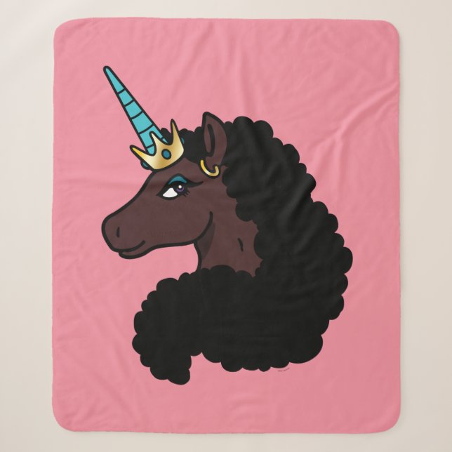 Couverture Sherpa Afro Unicorn | Magique (Devant)