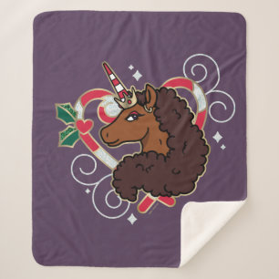 Couverture Sherpa Afro Unicorn Sucre de canne Heart Holiday