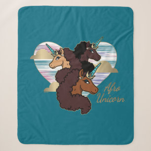 Couverture Sherpa Afro Unicorn Trio Coeur Design