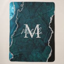 Agate de marbre bleu turquoise et argenté