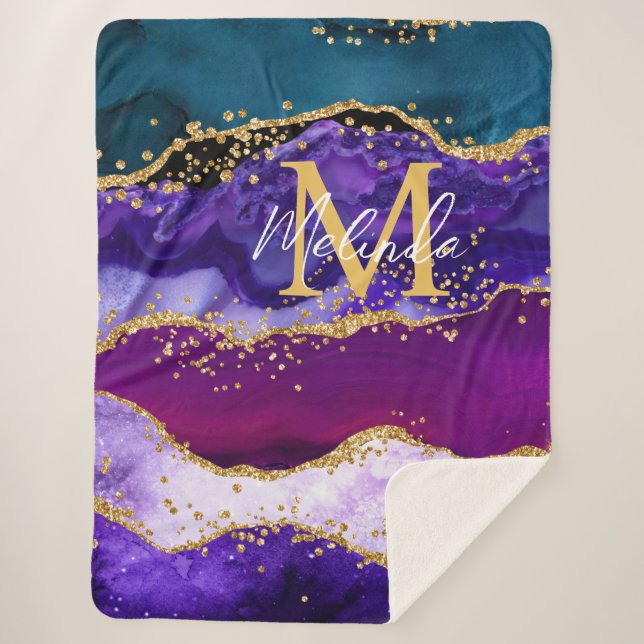 Couverture Sherpa Agate de Parties scintillant de Peacock violet et  (Devant)