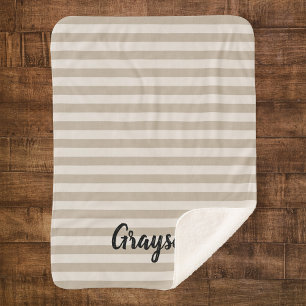 Couverture Sherpa Agritourisme Bbeige rayures Monogramme
