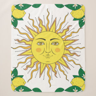 Couverture Sherpa agrumes tropicaux citrons fruits à fleurs encadre