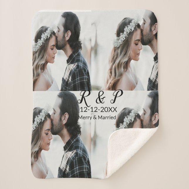Couverture Sherpa Ajouter couple photo merisier marié ajouter date a (Devant)
