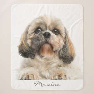 Couverture Sherpa Ajouter votre animal Portrait Shih Tzu Chien Perso