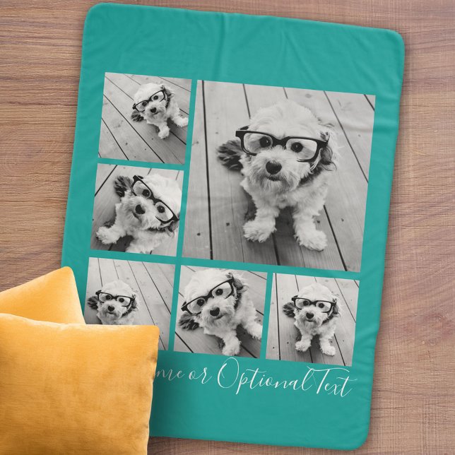 Couverture Sherpa Ajouter votre propre collection de 6 photos — PEUT (Personalized sherpa blanket with photos and text)