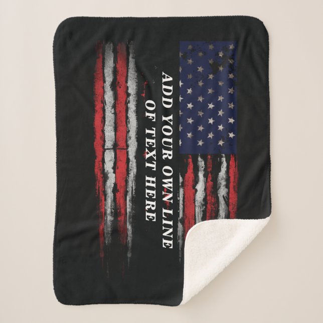Couverture Sherpa Ajouter votre propre texte sur grunge American fla (Devant)