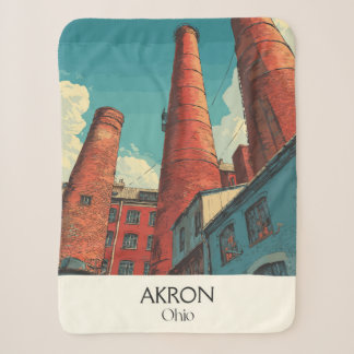 Couverture Sherpa Akron Ohio Affiche de voyage Vintage City Skyline