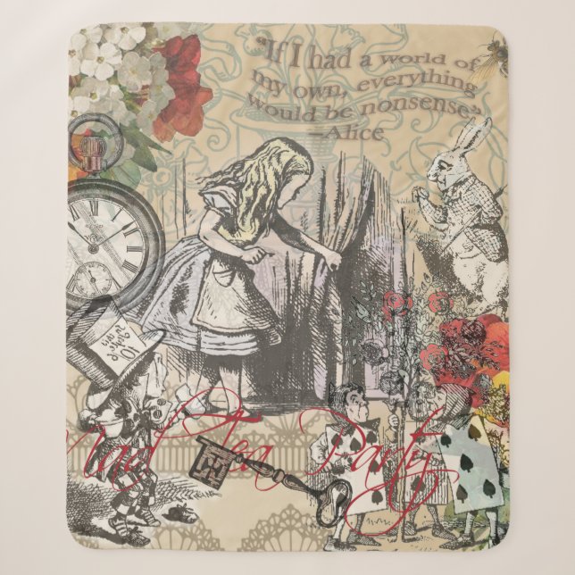 Couverture Sherpa Alice au pays des merveilles Rideau Art classique (Devant)
