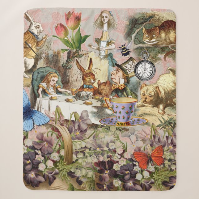 Couverture Sherpa Alice au pays des merveilles Tea Party Art (Devant)