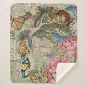 Couverture Sherpa Alice Chat du Cheshire Jardin de l'Arbre Wonderlan
