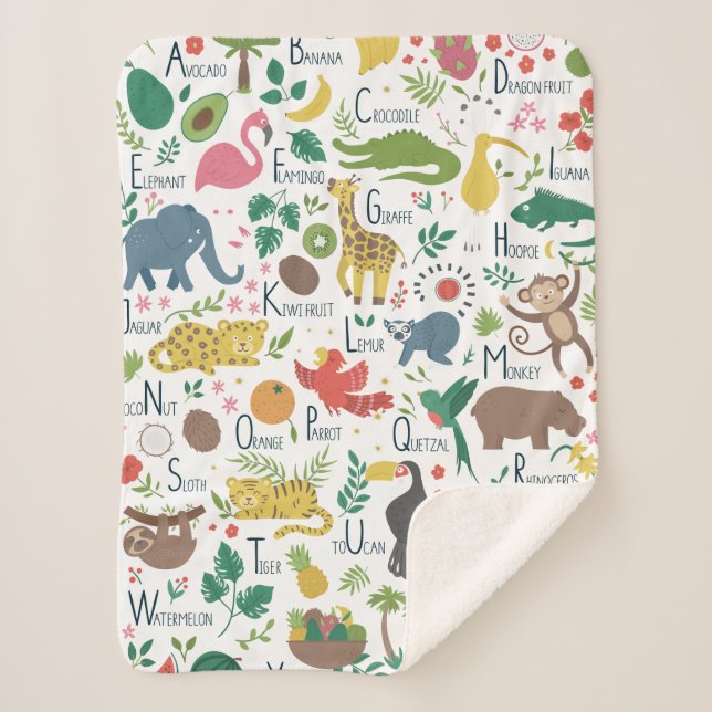 Couverture Sherpa Alphabet tropical pour enfants (Devant)