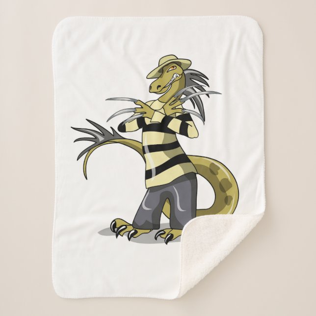 Couverture Sherpa Amargasaurus Pose Comme Freddy Krueger. (Devant)