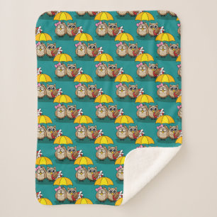 Couverture Sherpa Amateurs de chouette avec parapluie et boîte de ch