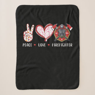 Couverture Sherpa Amateurs de pompiers Peace Love | Cadeaux pompiers