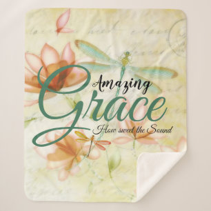 Couverture Sherpa Amazing Grace Flowers and dragonfly  