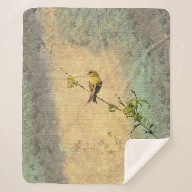 Couverture Sherpa American Gold Finch sur Branche jaune vert (Devant)