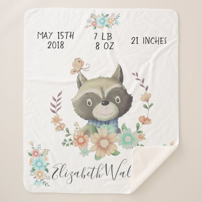 Couverture Sherpa amis de la forêt statistiques de naissance du bébé (Devant)