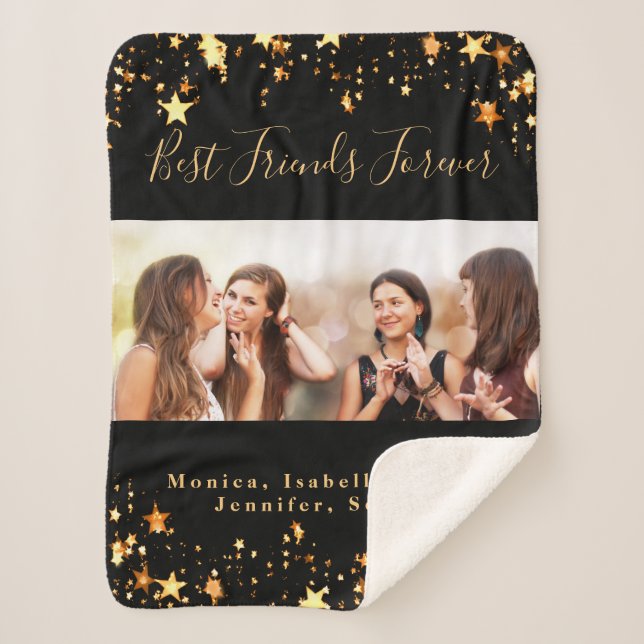 Couverture Sherpa Amis pour toujours BFF noir or photo (Devant)