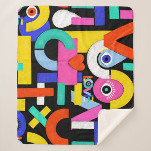 Couverture Sherpa Amour Abstrait, yeux : motif coloré