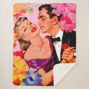 Couverture Sherpa amour en fleurs
