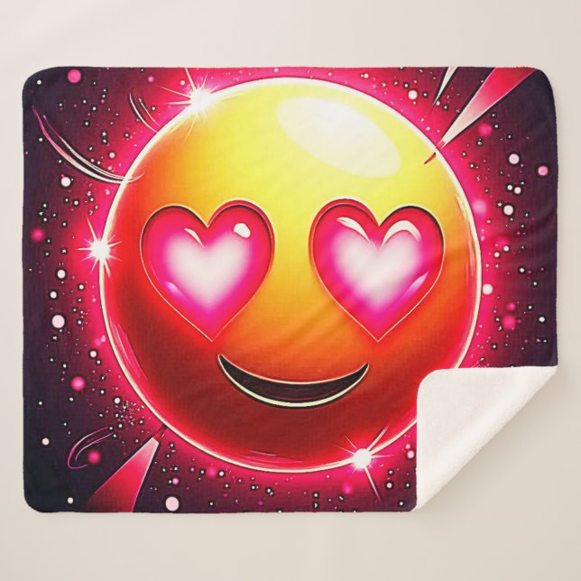 Couverture Sherpa Amour Étincelle Coeurs Emoji (Devant (Horizontal))