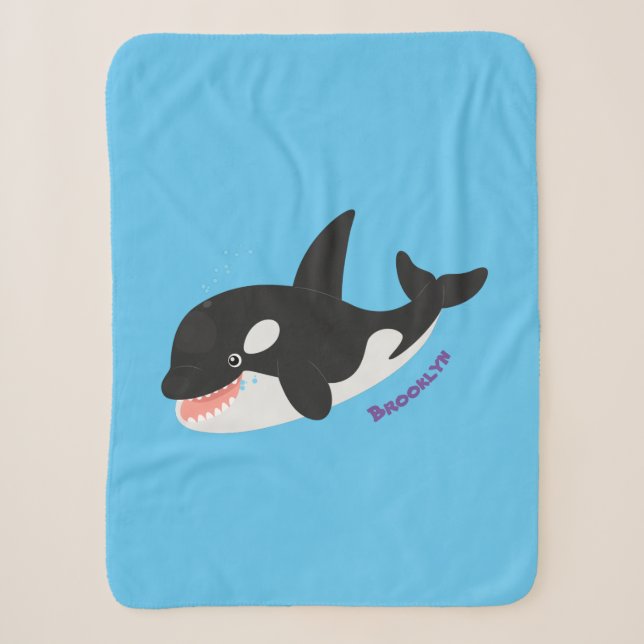 Couverture Sherpa Amusante baleine orque mignonne dessin animé (Devant)