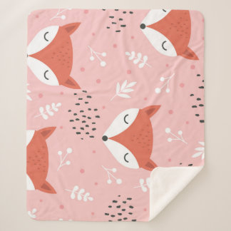 Couverture Sherpa Amusement Fox : Motif de forêt mignon