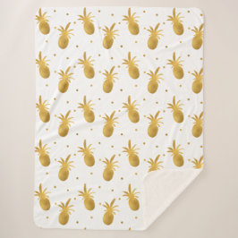 Couverture Sherpa Ananas et points d'or
