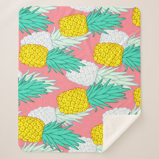 Couverture Sherpa Ananas Tropical : Rouge Cartoon Chic.