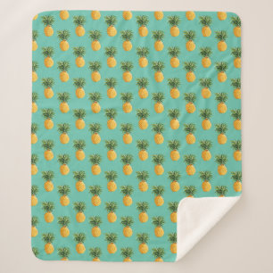 Couverture Sherpa Ananas tropicaux sur Teal