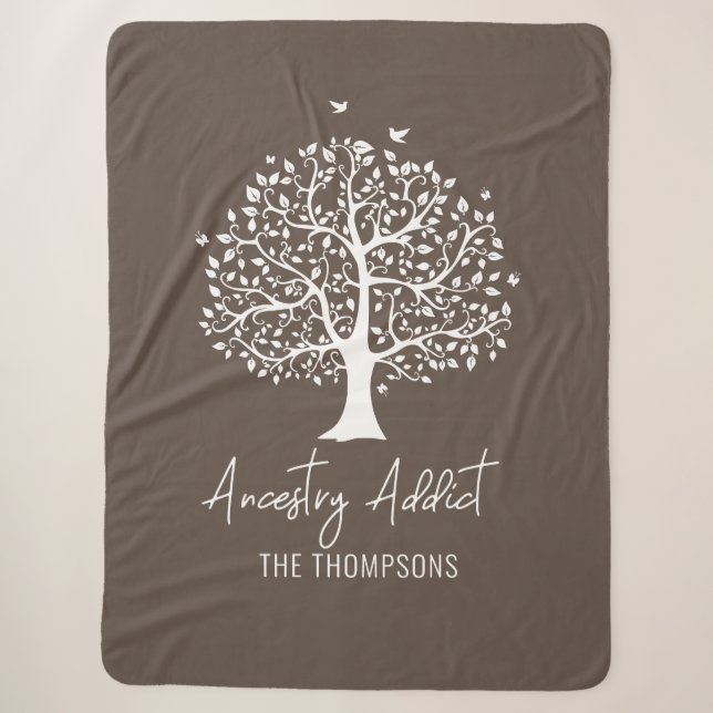 Couverture Sherpa Ancestry Addict arbre de famille avec nom (Devant)