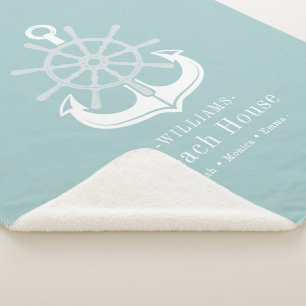 Couverture Sherpa Ancre nautique Nom de famille Maison de plage