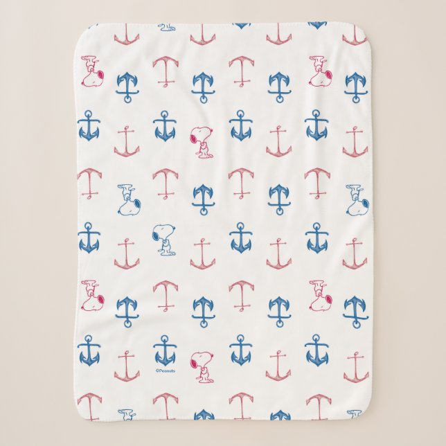 Couverture Sherpa Ancre nautique Snoopy Motif (Devant)