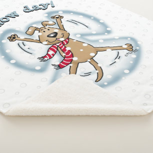 Couverture Sherpa Ange de neige Chien Amusant mignon Noël Vacances a