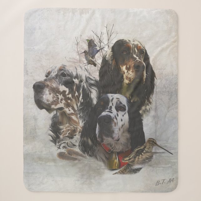 Couverture Sherpa Anglais Setter, chasse à la bécasse (Devant)