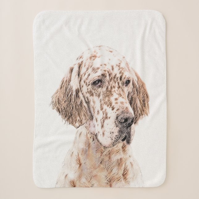 Couverture Sherpa Anglais Setter Orange Belton Peinture Chien Art (Devant)