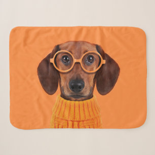 Couverture Sherpa Animaux de bébés cutest   Chandail orange Dachshun